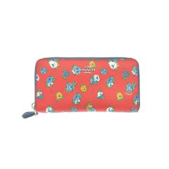  COACH コーチ 長財布 ラウンドジップ ロングウォレット ティーローズ フローラル 花柄 F57649 レッド Bランク