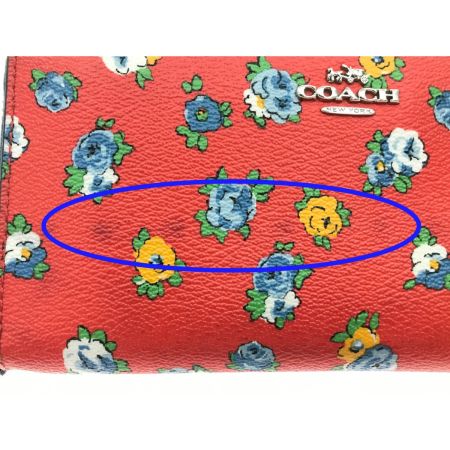  COACH コーチ 長財布 ラウンドジップ ロングウォレット ティーローズ フローラル 花柄 F57649 レッド