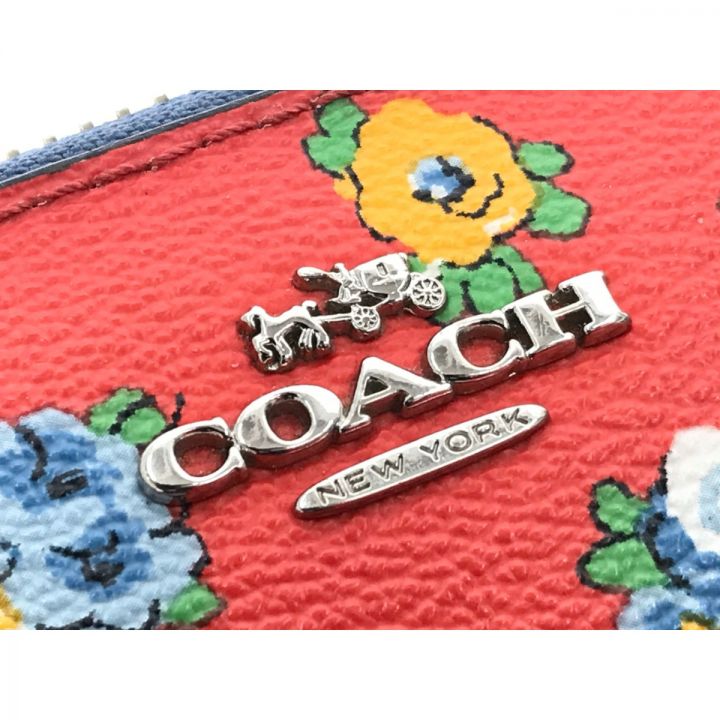 COACH コーチ 長財布 ラウンドジップ ロングウォレット ティーローズ フローラル 花柄 F57649 レッド｜中古｜なんでもリサイクルビッグバン