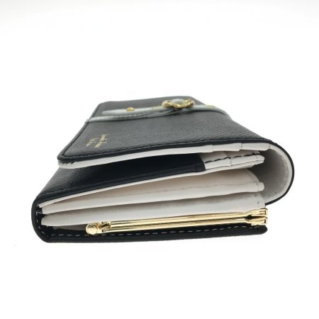  Samantha Thavasa Petit Choice レディース長財布 フロントベルト がま口 ブラック