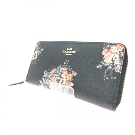  COACH コーチ レディース長財布 トス ブーケ フラワー プリント アコーディオン ジップアラウンド F57641 ブラック