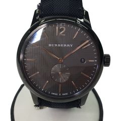  BURBERRY LONDON バーバリーロンドン メンズ クオーツ クラシックラウンド オールブラック デイト Bu10010 Bランク