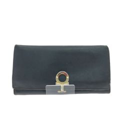 ▼▼ Salvatore Ferragamo サルヴァトーレフェラガモ レディース 長財布 ガンチーニ レザー ゴールド金具 ブラック Bランク