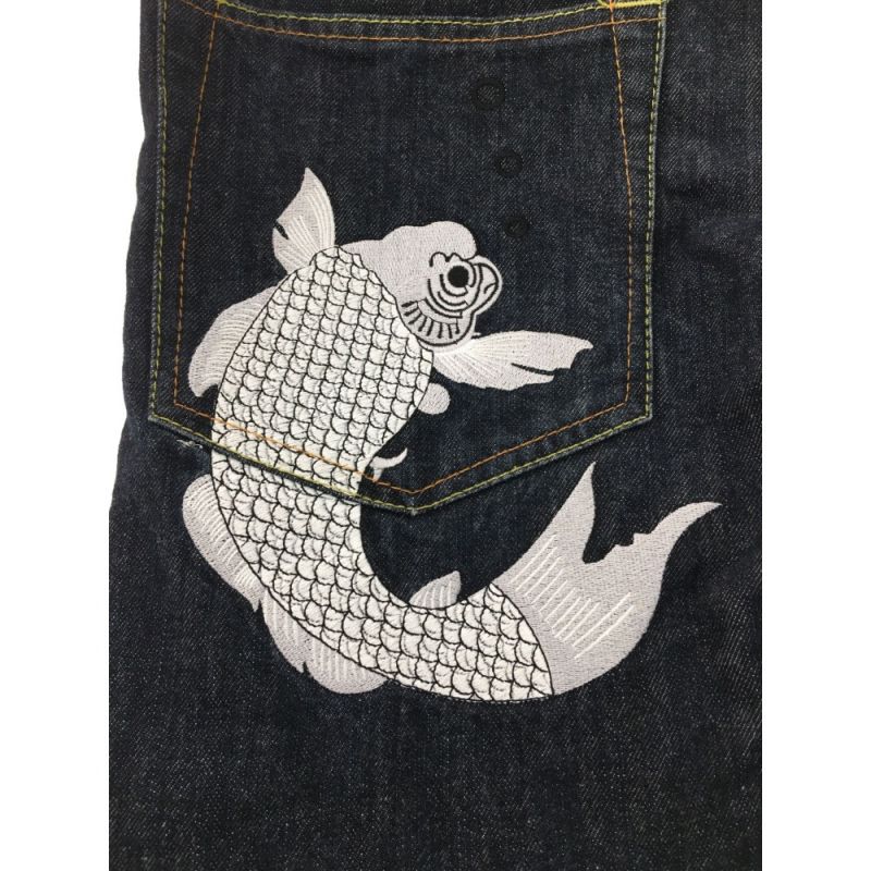 中古】 EVISU エビス メンズ デニム 金魚 刺繍 0041 ネイビー｜総合 