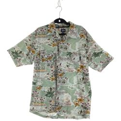 ▼▼ stussy ステューシ メンズ アロハシャツ Mサイズ グリーン Bランク