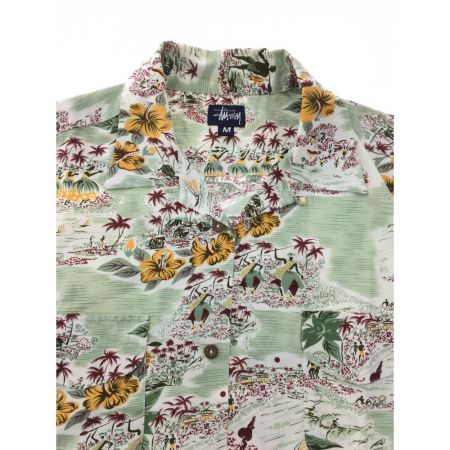  stussy ステューシ メンズ アロハシャツ Mサイズ グリーン