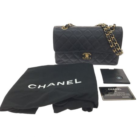  CHANEL シャネル マトラッセ Wフラップチェーン キャビアスキン A01113 ブラック