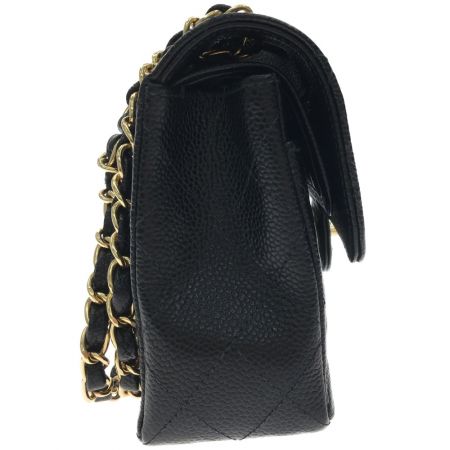  CHANEL シャネル マトラッセ Wフラップチェーン キャビアスキン A01113 ブラック