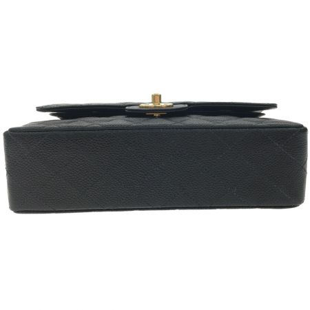  CHANEL シャネル マトラッセ Wフラップチェーン キャビアスキン A01113 ブラック