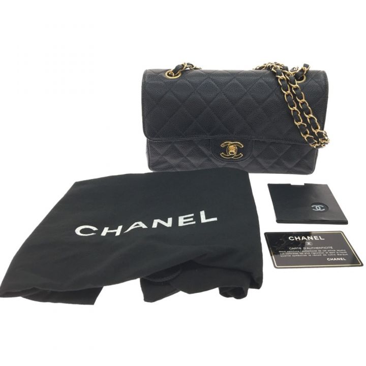 CHANEL シャネル マトラッセ Wフラップチェーン キャビアスキン A01113 