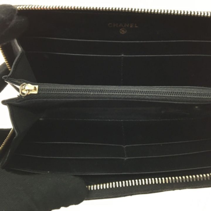 中古】 CHANEL シャネル 長財布 ラウンドファスナー マトラッセ ココ ...