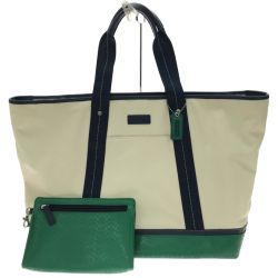 ▼▼ COACH コーチ メンズ トートバッグ ウィークエンドトート F70832 ホワイト×ネイビー Bランク