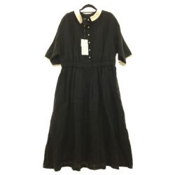 ▼▼ magali ベルギーリネンブラウジング ワンピース  ブラック Aランク