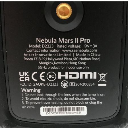  NEBULA ネビュラ Mars II Pro モバイルプロジェクター D2323512