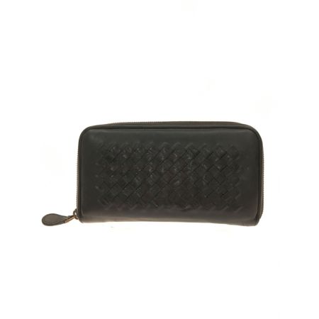  BOTTEGA VENETA ボッテガヴェネタ ラウンドファスナー イントレチャート ソフトクロコダイル ブラック