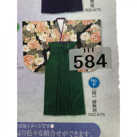   Hakama Collection 二尺袖 小振袖 袴セット 黒地/菊×緑無地袴 化繊 卒業式