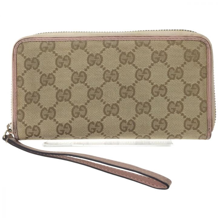 GUCCI グッチ レディース ラウンドファスナー長財布 グッチシマ 245914 ベージュ×ピンク｜中古｜なんでもリサイクルビッグバン