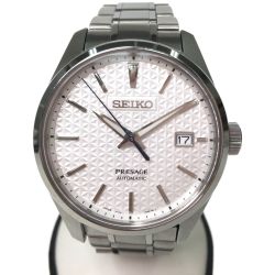 ▼▼ SEIKO セイコー メンズ腕時計 自動巻き プレサージュ デイト SARX075 ホワイト Bランク