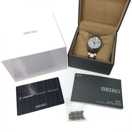  SEIKO セイコー メンズ腕時計 自動巻き プレサージュ デイト SARX075 ホワイト