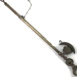 ▼▼  真鍮自在鉤・古民具 月に紅葉 開閉式 囲炉端  高さ90cm Cランク