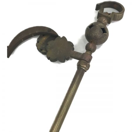   真鍮自在鉤・古民具 月に紅葉 開閉式 囲炉端  高さ90cm