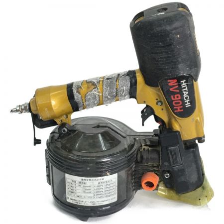  HITACHI 日立 高圧90mmロールエア釘打ち機 持ち手滑り止め貼り付け跡あり ケース付属  NV90H ゴールド