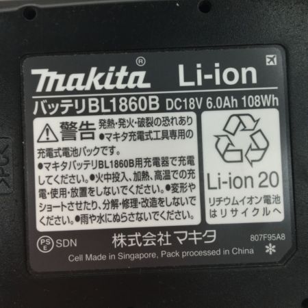  MAKITA マキタ バッテリー 本体のみ 充電回数0回 BL1860B ブラック