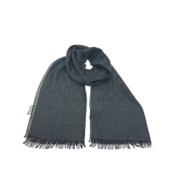 ▼▼ GUCCI グッチ ユニセックス シルク混 ウール 大判マフラー ストール  ブラック Bランク