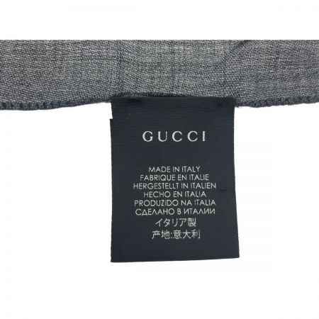  GUCCI グッチ ユニセックス シルク混 ウール 大判マフラー ストール  ブラック