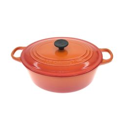 ▼▼ LE CREUSET ルクルーゼ ココット・オーバル 25cm オレンジ Bランク