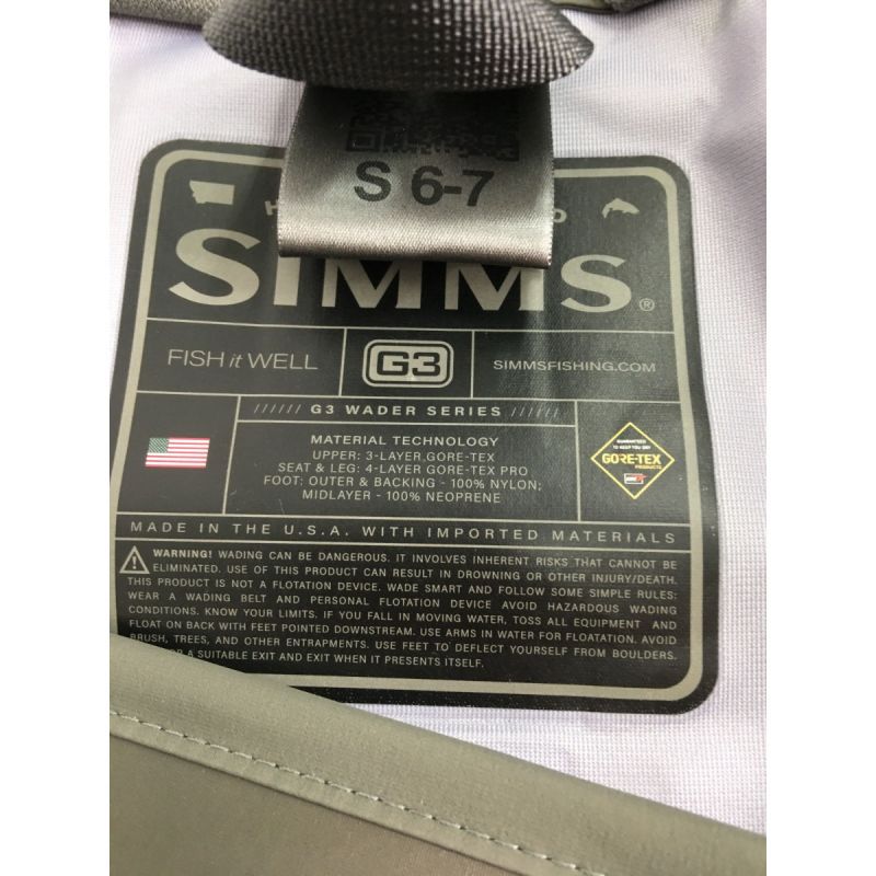 中古】 SIMMS シムス ウェーダー G3 ガイド ストッキングフット サイズ 