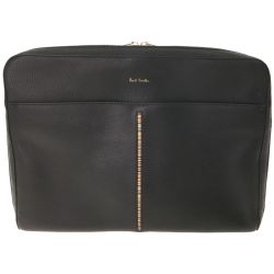 ▼▼ Paul Smith ポールスミス インセットマルチストライプ クラッチバッグ PSN570 ブラック Bランク