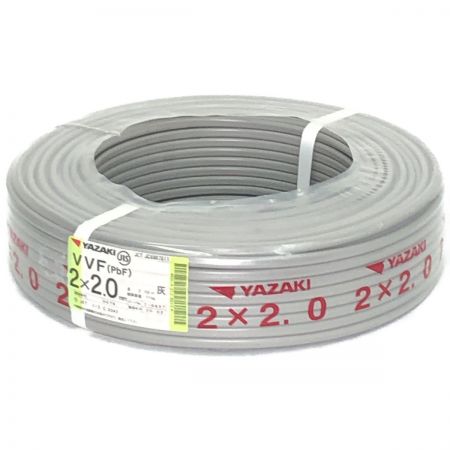  YAZAKI VVFケーブル 2×2.0mm 100ｍ ライトグレー
