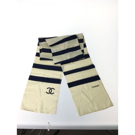  CHANEL シャネル ロングスカーフ ボーダー柄