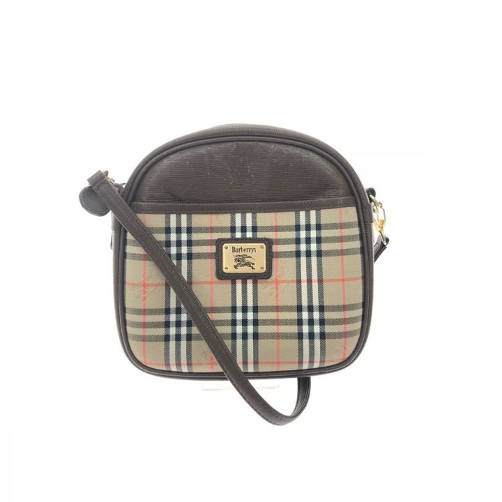 中古】 BURBERRY バーバリー レディース ショルダーバッグ ポシェット ノバチェック プレート付き ブラウンレザー｜総合リサイクルショップ  なんでもリサイクルビッグバン オンラインストア