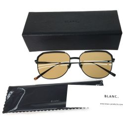 ▼▼ blanc アイウエア サングラス チタンフレーム ケース付 B0024 ブラック Aランク