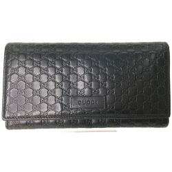 ▼▼ GUCCI グッチ メンズ長財布 マイクログッチシマGG  449396 ブラック Bランク