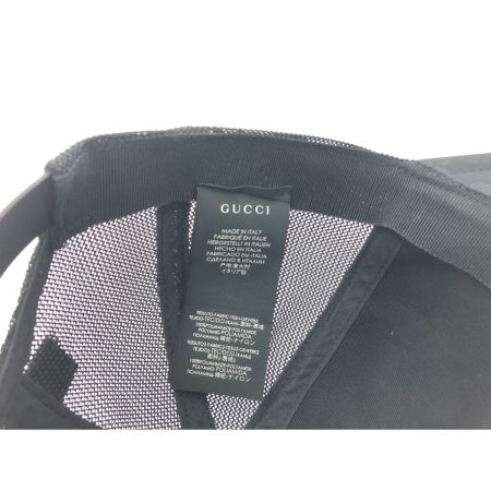  GUCCI グッチ GG ナイロン メッシュ キャップ 6パネル レザーパッチ ロゴ Lサイズ ブラック