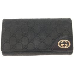 ▼▼ GUCCI グッチ メンズ 三つ折り長財布 GGキャンバス 181595 ブラック Cランク