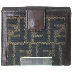 ▼▼ FENDI フェンディ レディース 二つ折り財布 ズッカ Wホック ブラウン Cランク