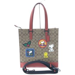 ▼▼ COACH コーチ アウトレット ピーナッツ×コーチ シグネチャー グラハム ストラクチャード トートバッグ CE948 ブラウン Aランク