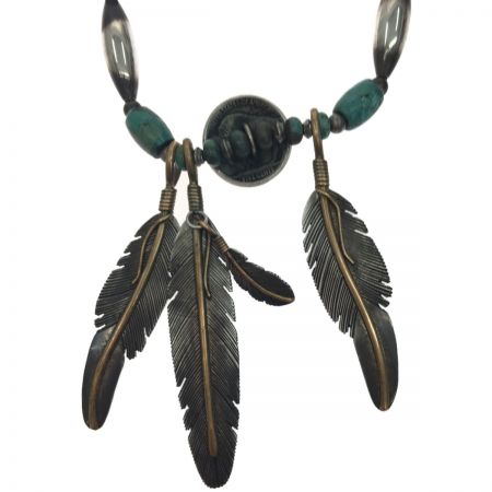  Harvey Mace フェザーネックレス 現状渡し フェザーSTERLING 12KGF H.MECE