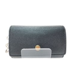 ▼▼ COACH コーチ ユニセックス 5連 キーケース クロスグレーン レザー アウトレット F73992 ブラック Bランク