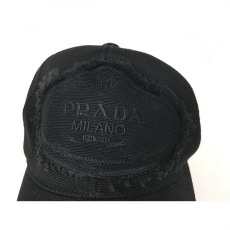  PRADA プラダ コットン キャップ 刺繍ロゴ Mサイズ ブラック