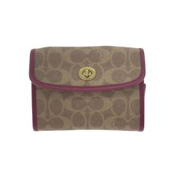 ▼▼ COACH コーチ ショルダー ウォレット ミニ シグネチャー アウトレット 313 ワインレッド Bランク
