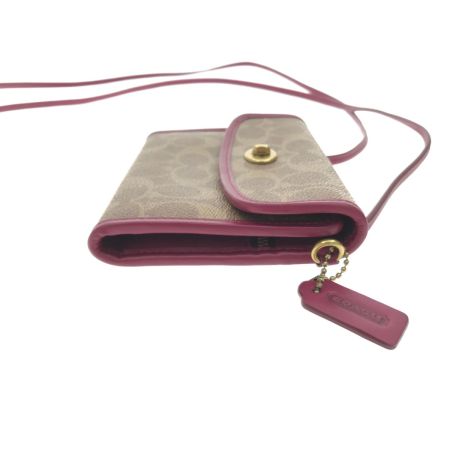  COACH コーチ ショルダー ウォレット ミニ シグネチャー アウトレット 313 ワインレッド