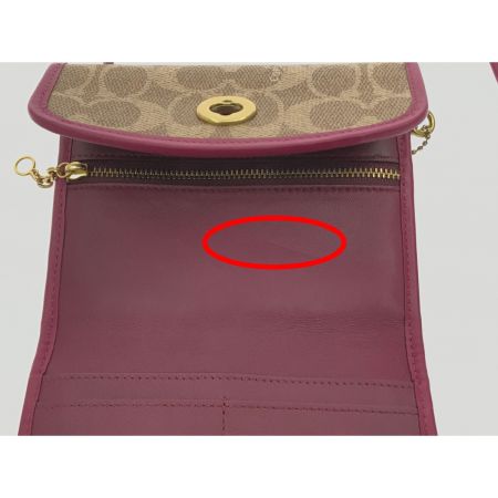 COACH コーチ ショルダー ウォレット ミニ シグネチャー アウトレット 313 ワインレッド