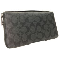 ▼▼ COACH コーチ メンズ シグネチャー ダブルジップ トラベル オーガナイザー  F93504 ブラック Bランク