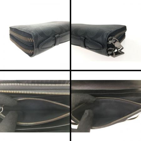  COACH コーチ メンズ シグネチャー ダブルジップ トラベル オーガナイザー  F93504 ブラック