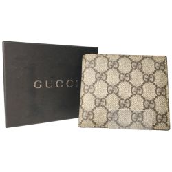 ▼▼ GUCCI グッチ 二つ折り財布 GGスプリーム アトランティス 箱付 118379 ベージュ Aランク